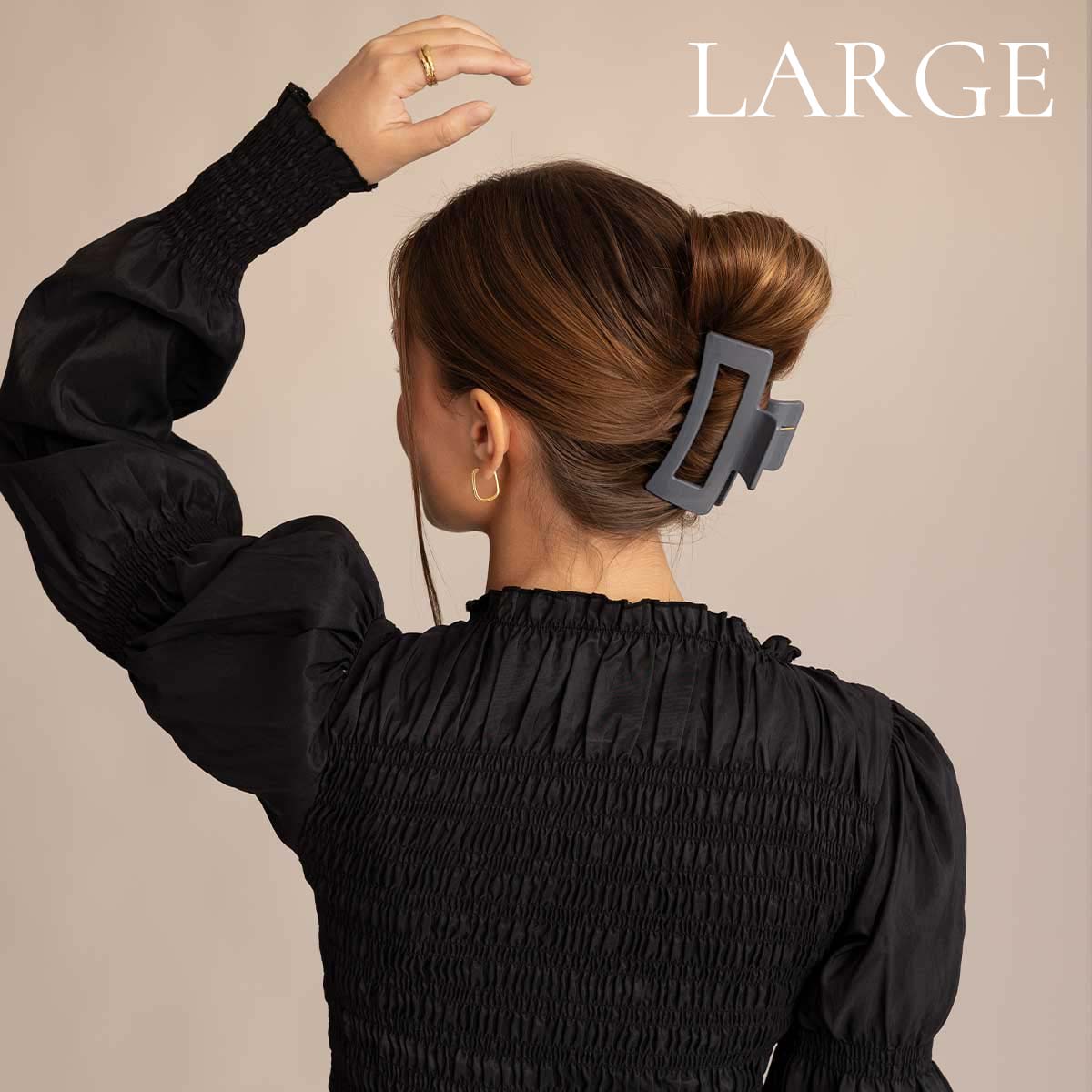 Léonie Hiusklipsi Kiiltävä Tummanharmaa Large