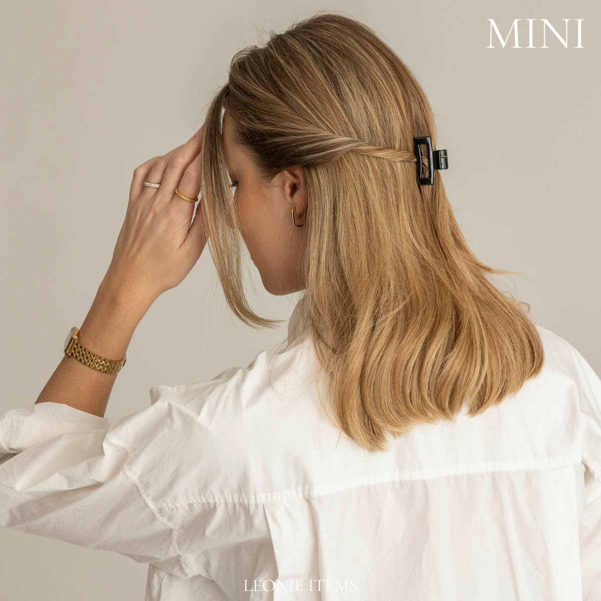 Léonie Hiusklipsi Kiiltävä Musta Mini 2kpl